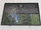 Меморіальна дошка на честь Борозенця Дмитра Анатолійовича (29.12.1981 - 02.09.2015), молодшого сержанта Збройних сил України, який загинув при виконанні військового обов'язку під час захисту територіальної цілісності та недоторканності України